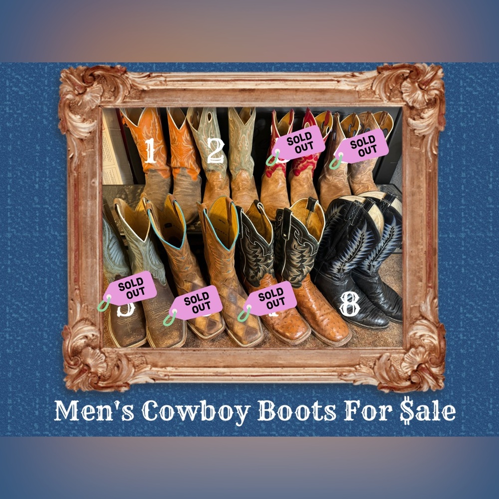 Men's Western Cowboy Boots NOW $40 Each - Justin and Tony Lama - 3 sizes